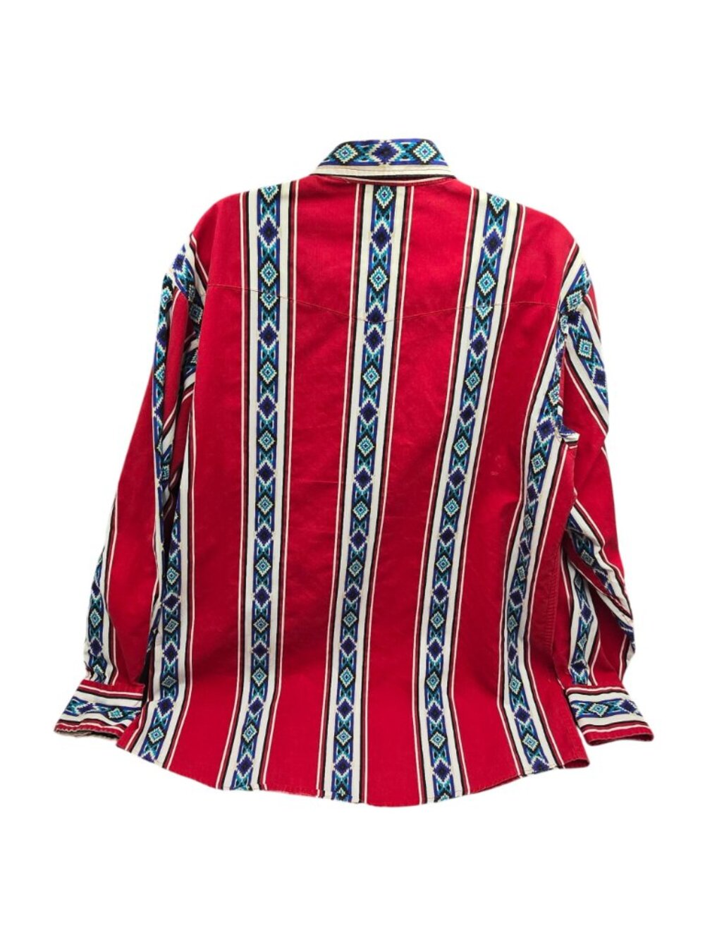 VTG High Noon Western Pearl Snap Shirt Large Tall Blue Navajo Print Southwestern - Picture 7 of 16